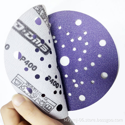ZY Abrasive 5 Inch 8-Hole Polishing Tool: Round Aluminum Oxide Purple Sanding Discs - Assorted Sandpapers